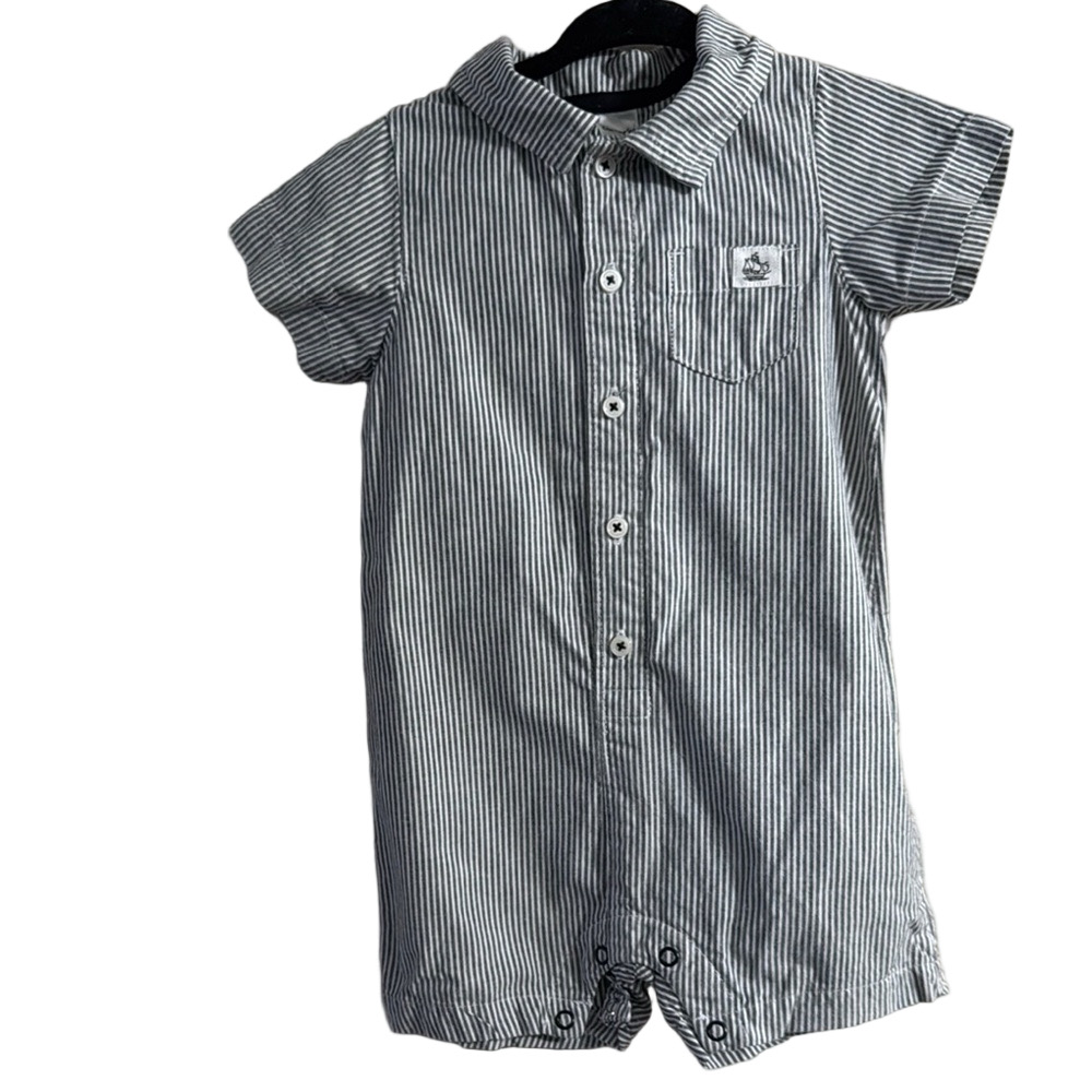 Carter's Blue and White Striped Infant Romper